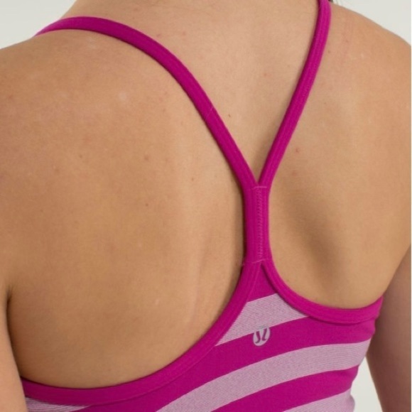 Lululemon Power Y Tank Luon striped Raspberry Size 4 - Picture 3 of 11